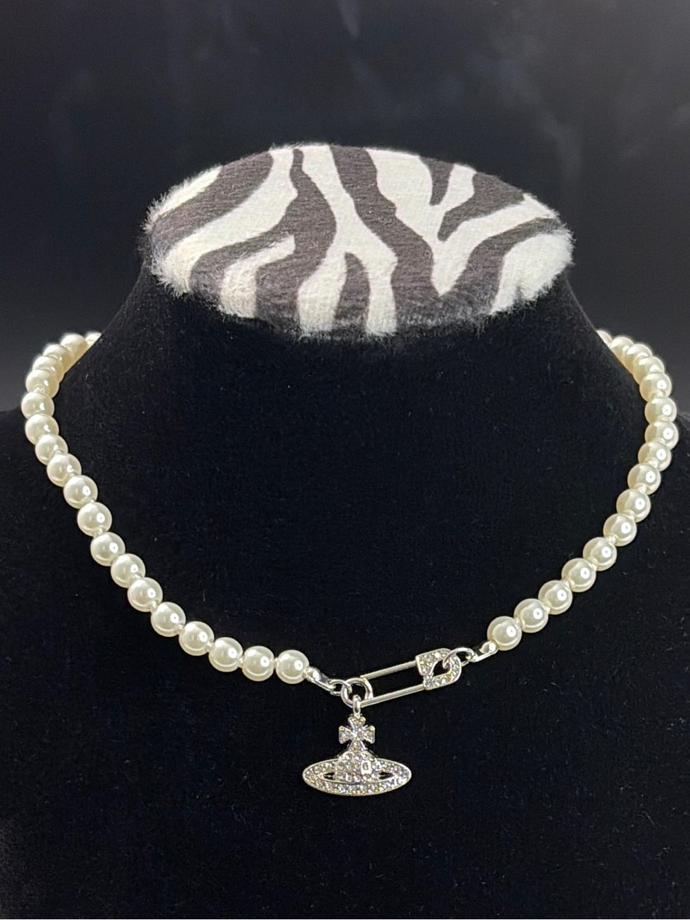 Vivienne Westwood Pearl Choker Necklace with Silver Orb Charm
